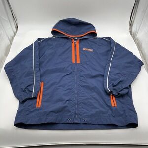 Vintage 90s Men's Nike Windbreaker Hooded Jacket Nylon Orange Navy Blue Medium